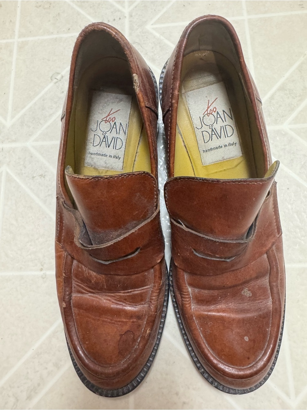 Y2K Vintage Joan & David too chunky heeled Penny Loafers- Size 6 - Made in Italy